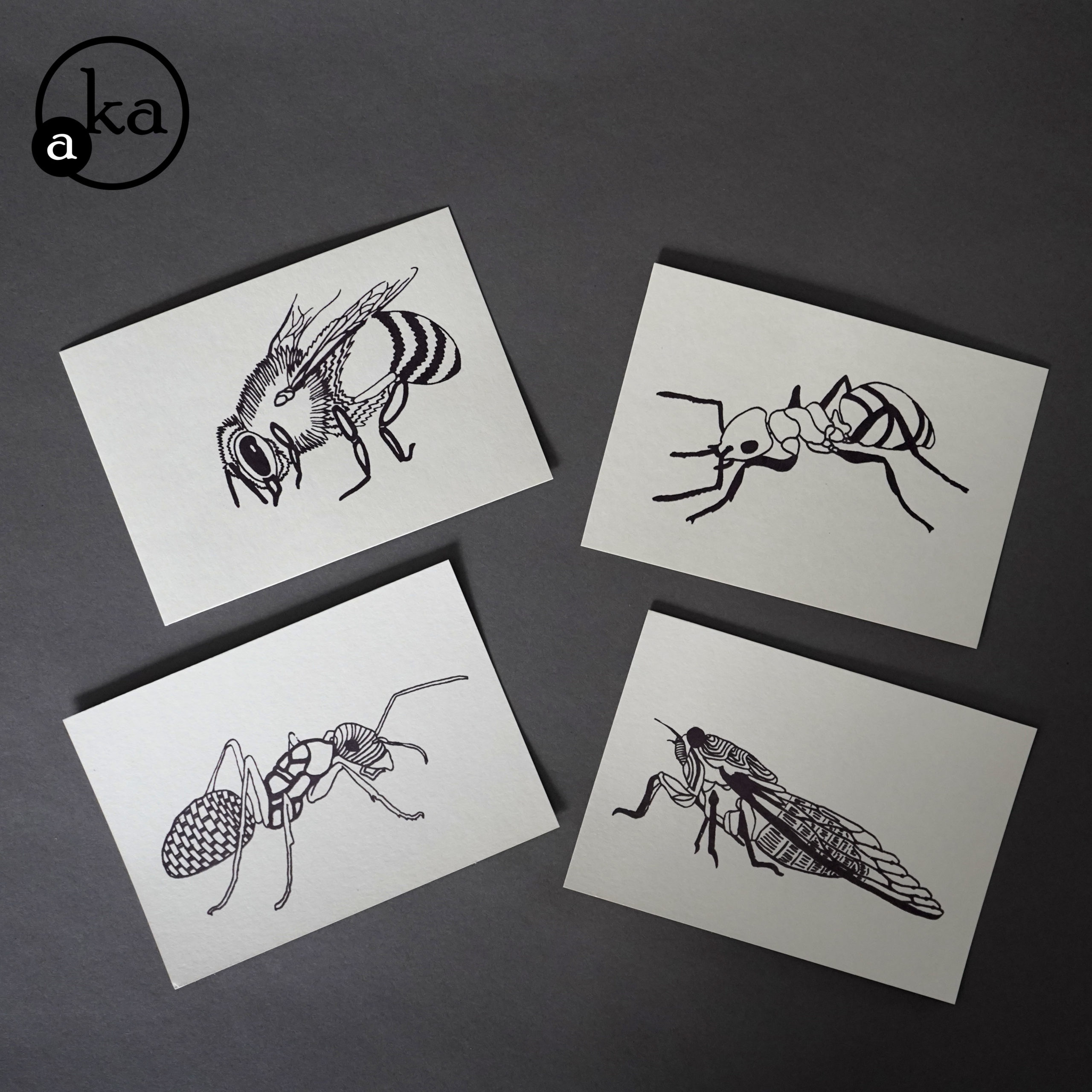 Mania Typically Objection Insectes, cartes sérigraphiées sur papier ivoire de l'Atelier Aka